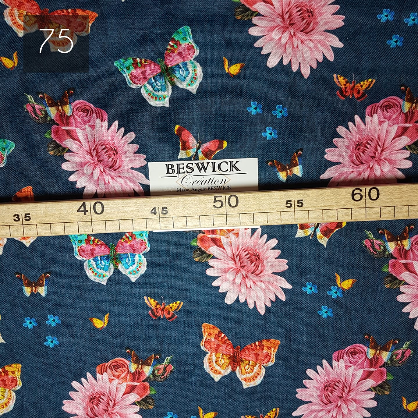 Toile de coton Papillon fleuri