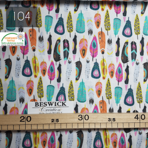 Tissu coton Plumes colorées, Little Johnny