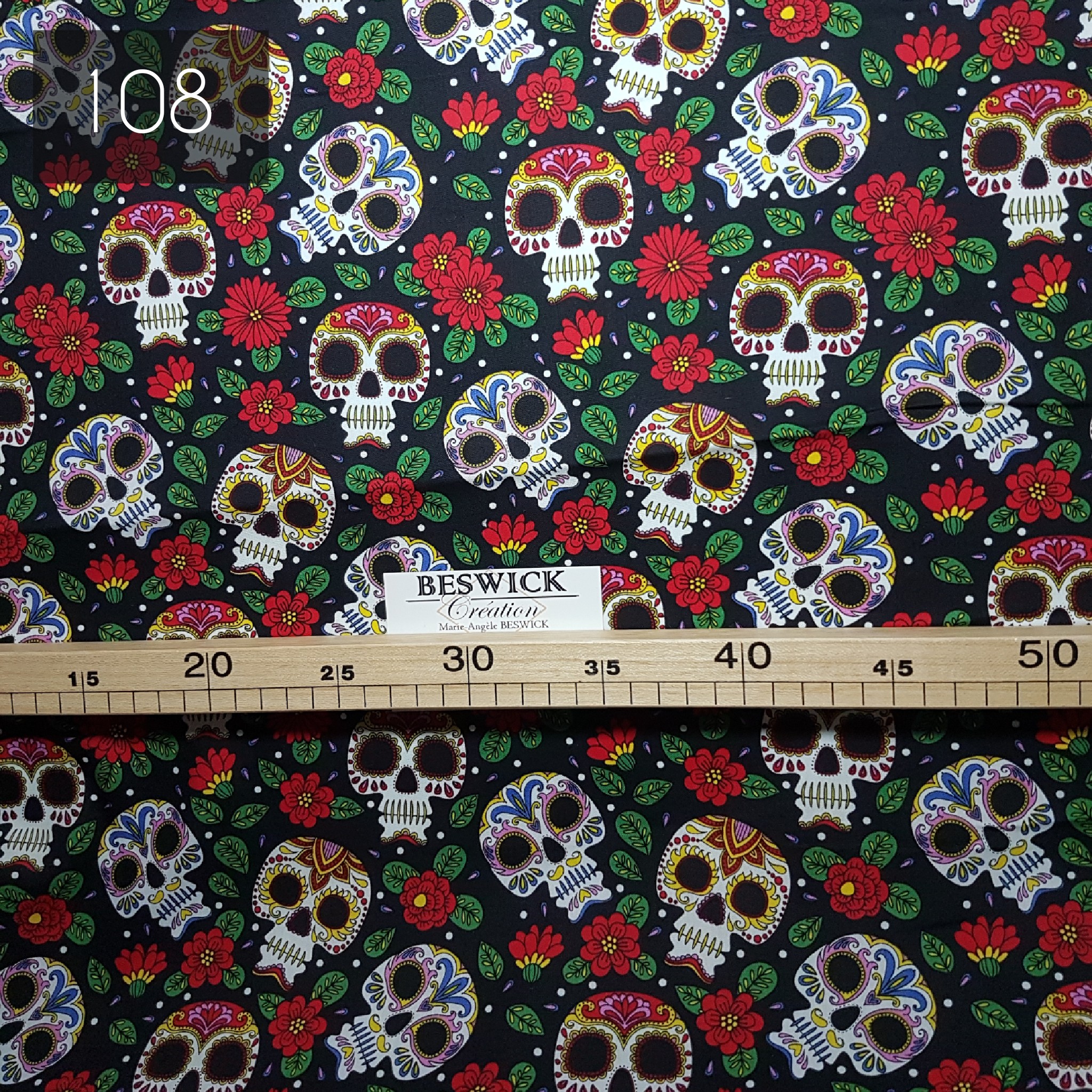 Tissu Coton Tête de mort