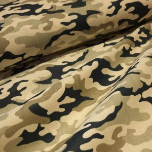 Tissu Coton Camouflage vert kaki, Oeko-Tex. ( Réf. : 129C )