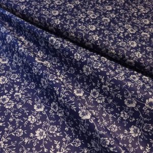 Tissu Coton Fleuri bleu marine, Oeko-Tex. ( Réf. : 138C )