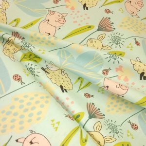 Tissu Coton Animaux Prairie Mignon, Oeko-Tex. ( Réf. : 168C )