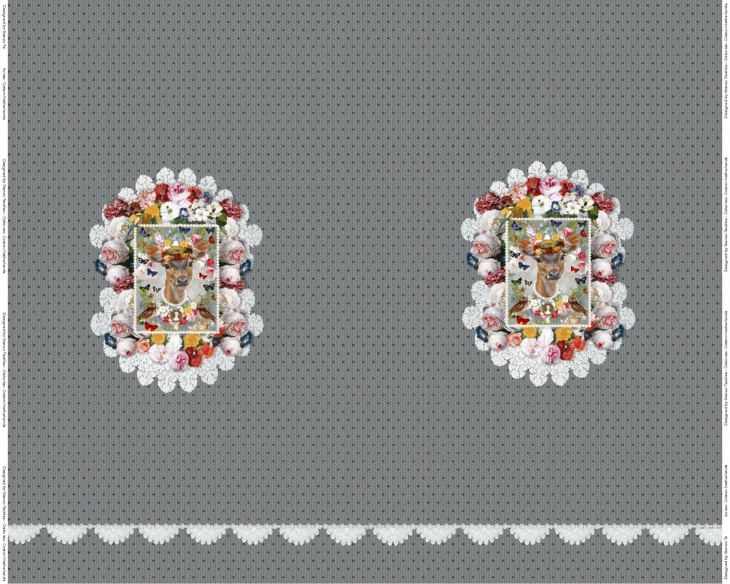 Panneau Jersey Biche et couronne de fleurs, Oeko-Tex. ( Réf. : 1P ) – Image 3
