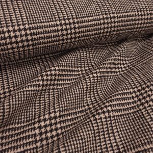 Tissu Lainage à carreaux beige et noir