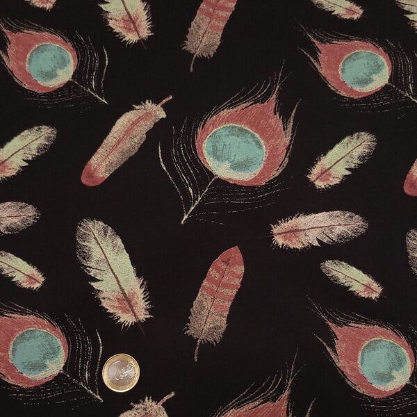 Tissu Jersey Plumes noir, Oeko-Tex. ( Réf. : 11J ) – Image 2