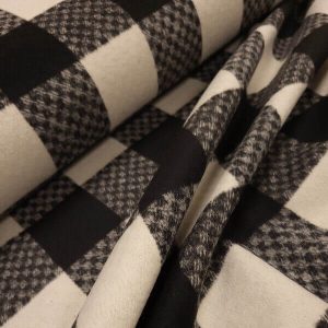 Tissu Lainage à carreaux noir et blanc