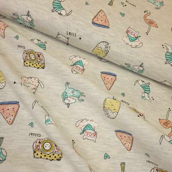 Tissu Jersey Petits dessins rigolos
