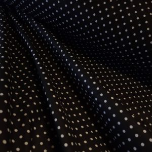 Tissu Coton Noir à Pois Blancs, Oeko-tex. ( Réf. : 124C )