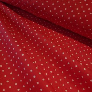 Tissu Coton Rouge à Pois Blancs, Oeko-tex. ( Réf. : 123C )