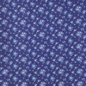 Tissu Jersey Bleu Fleuris et Lunes Domotex - Création Française ( Réf. : 2JDOM )