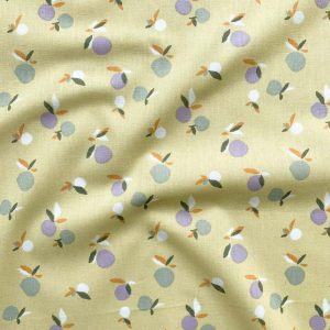 Tissu Jersey Jaune pâle Motifs Fruits Domotex - Créateurs Français, Oeko-tex et REACH